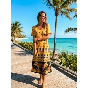 Tropical Yellow and Black Dress